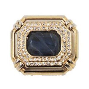 Vintage Signed Bijoux Cascio Italy Flawed Faux-Sapphire Brooch